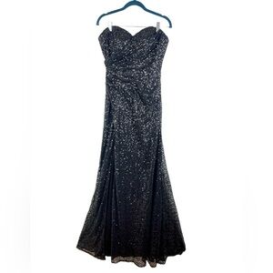 Royal Queen Collection Sequin Gown, 8, Formal Dress, Black, Strapless, Maxi Prom